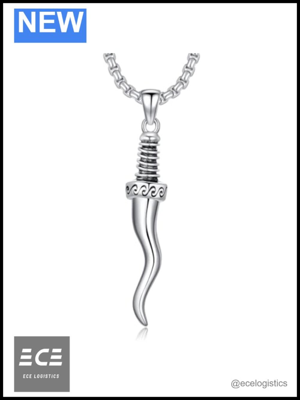 S925 Sterling Silver Italian Horn Amulet Pendant Necklace Protection Jewelry
